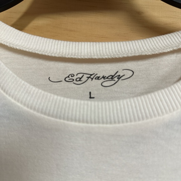 Women’s Large Ed Hardy White Crop Top - Picture 3 of 6